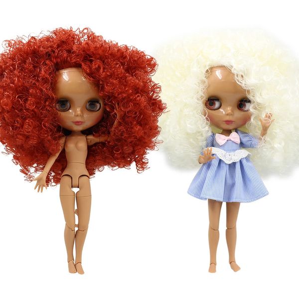 ICY DBS Blyth Doll 16 bjd cuerpo articulado piel blanca cara mate piel oscura cara brillante pelo rizado pelo afro juguete 30 cm 240229