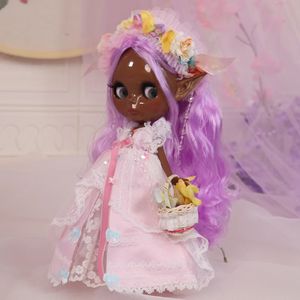 ICY DBS Blyth – poupée 16 bjd, jouet super noir, teint, cheveux violets, corps articulé, Nobl7008, 30cm, jouet anime pour filles, 240315