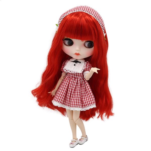 DBS ICy Blyth Doll 16 BJD avec peau blanche cheveux longs roux et corps de visage mat BL0115 240325