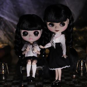 ICY DBS Blyth Doll 16 Cuerpo articulado 30 cm Párpados de pelo negro Pestañas largas Ojos somnolientos Serie oscura BJD Juguetes Regalos de moda 240313