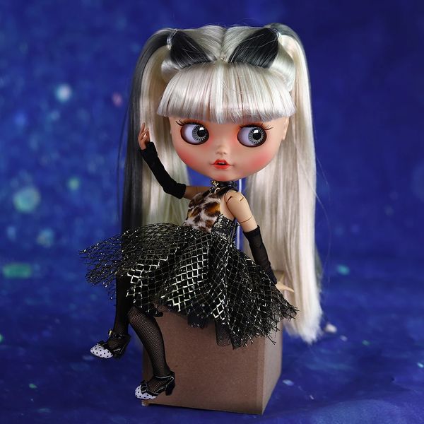 Icy DBS Blyth Doll 16 Cuerpo conjunto 30 cm de piel oscura Doble Horsetail Cool Doll Bjd Toy Fashion Gift 240409