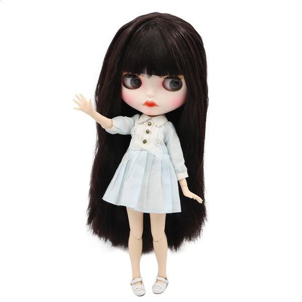 ICY DBS Blyth – poupée cheveux bruns avec peau blanche, visage mat personnalisé, corps articulé nu, BL9128 240315