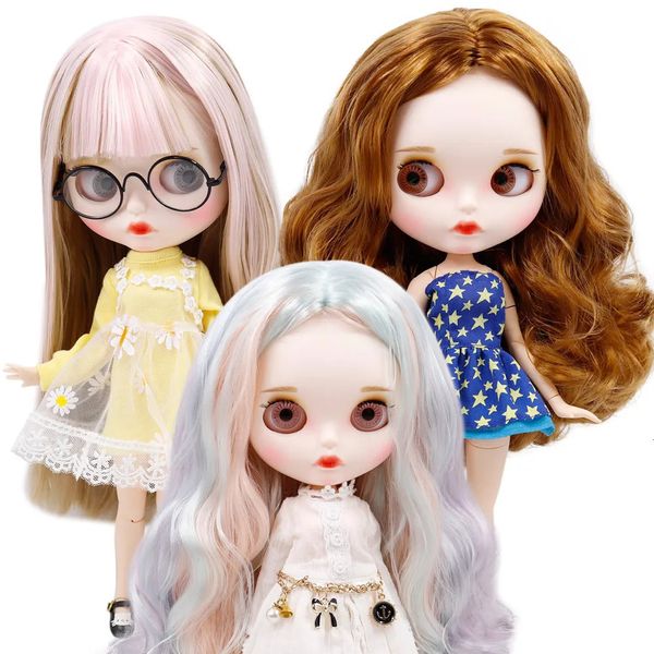 ICY DBS-Muñeca Blyth con labios curvos, cara mate personalizada con ceja, cuerpo articulado, 16 bjd anime 240122