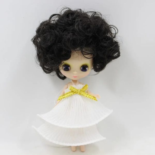 ICY DBS Blyth Doll Mini cheveux bouclés noirs 10 cm de hauteur BJD 240311