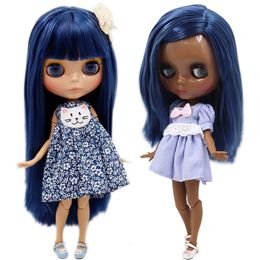 Icy DBS Blyth Doll Nobl6221 Blue Hair Joint Body Super Black and Tan Skin 16 BJD NEO 30 cm 240325