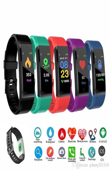 ID 115 más pulsera inteligente para el rastreador de fitness de pantalla Pectómetro Reloj Coun Counter Reliperio cardíaco Monitor de presión arterial Smart Wristband9118718