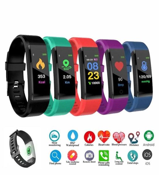 ID 115 Plus pulsera inteligente para pantalla Fitness Tracker podómetro reloj contador ritmo cardíaco presión arterial Monitor9474867