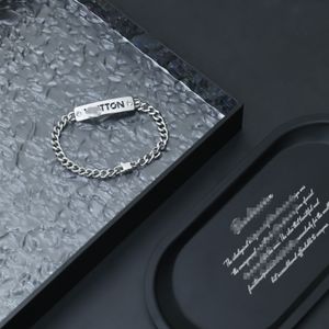 ID-armband Klassiek design metalen ketting Vierkant naamplaatje
