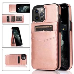Credit ID Card Pocket Cases For Iphone 15 Plus 14 13 Pro MAX 12 11 XR XS 8 7 6 SE2 Retro Multifunction Pack Back Wallet Leather Holder Box Flip Cover Kickstand Fashion