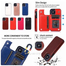 Étuis de poche pour carte d'identité pour Iphone 13 Mini 12 5.4 6.1 6.7 11 Pro Max XR XS 7 6 Phone13 Rétro Multifonction Portefeuille Porte-cartes en cuir