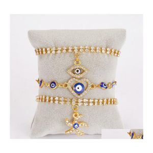 ID Identificatie 2021 Trendy Fashion Hamsa Handarmbanden Vrouwelijke blauwe ogen Turks Evil Eye Tennis Bracelet Fatima Starfish Love H Dhfts