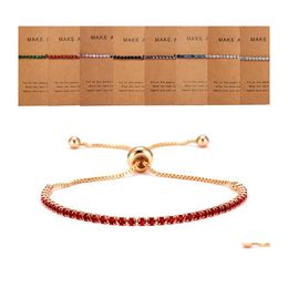 ID Identificatie 925 Sier Fashion CZ Stone verharde armband sieraden Vrouw Classic Stijlvol kristal instelbaar met retailkaart Drop D DHQSD