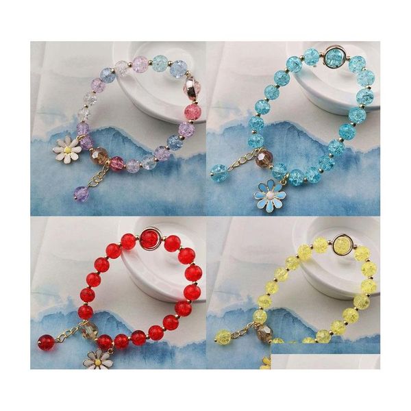 ID Identification Bracelet Bijoux Belle Coréenne Pierres Précieuses Améthyste Perle Bracelets Femmes Filles Bonbons Couleur Chanceux Daisy Empilable Dr Dhtyd