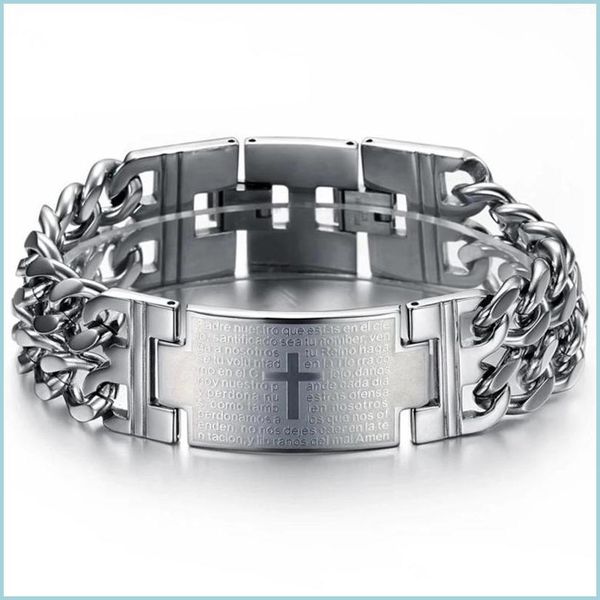 Identificación de identificación hombres y niños pulsera cruzada titanium cadena de acero personalidad dominante dominante de cumpleaños estudiante de joyería le dh9yp