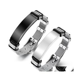 ID Identification Men Bracelet mode netto verstelbare roestvrijstalen jongen horlogeband gebogen armbanden gepersonaliseerde letters drop d dh0be