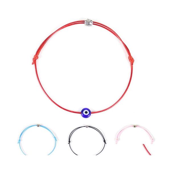 Identificación de identificación Red String Evil Eye Lucky Cord Pulseras Coreano Diy Jewelry Womens Cuerda Cadena Pulsera ajustable Regalo Drop Delive Dhjpu