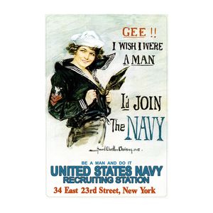 Id rejoignez la marine vintage de la Première Guerre mondiale WW1 USA Military Propaganda Wall Art Decoration Affiche Print