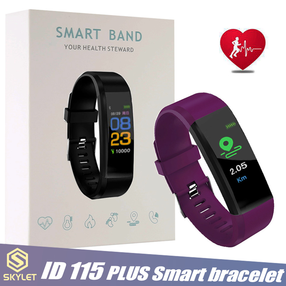 ID115 plus smart armband fitness tracker Smart Watch Heart Rate Health Monitor smart armband Universal Android -mobiltelefoner med butikslåda