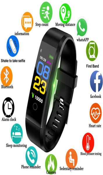 ID115 Plus Smart Watch Bluetooth Sport Watches Health Smart Wristbban Smart Heart Fitness Pidomètre Bracelet Bracelet Men Watch1467160