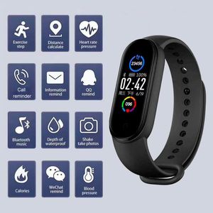 M5 banda inteligente IP67 pulseras impermeables reloj deportivo hombres mujer presión arterial Monitor de ritmo cardíaco pulsera de Fitness para Android IOS