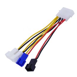 IDE 4PIN MOLEX TOT 4 PORT 3PIN COMPUTER VAN VERWEGINGSVOERKABEL 2-PORT 12V 7V 5V Snelheidreductielijnen Vertragingssnoer 22AWG