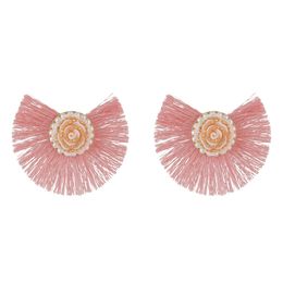 Ideal Way Bohemian Tassels Pearl Flower Stud Earring Wedding Engagement Ear Jewelry