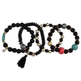 Idealway charmant multicouche 4 pièces ensemble fait à la main force perlé Bracelet énergie taille Bracelet ensemble 3 couleurs276g