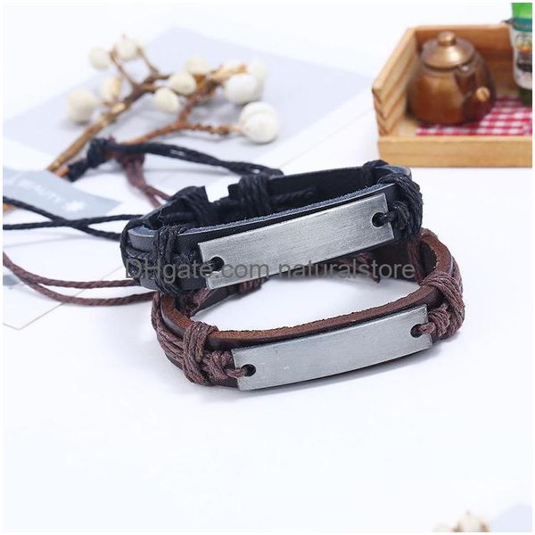 Identification Vierge Id Tag Bracelet En Cuir Bracelets Réglables Manchette Wrap Bracelet Femmes Hommes Bijoux De Mode Will And Sandy Gift Drop Dhr9F