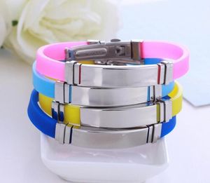 Bracelets d'identification lettrage gravable et bracelet de couple en acier inoxydable en silicone traitable exposition d'événement personnalisée 5981232