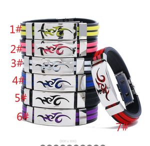 Bracelet Flamme Identification Bracelet Homme Silicone Acier Inoxydable