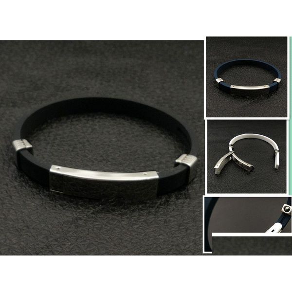 Identification Santé Énergie Magnétique Bracelet Bracelet Noir Sile Aimant En Acier Inoxydable Haute Poli Rouge Blanc Drop Livraison Bijoux Dhlwi