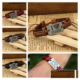 Identificazione I Love Jesus Bracciale Cowe in lega Vendita di gioielli europei e americani Gsfb473 Mix Order 20 pezzi Un sacco Charm Bracel Dhlic