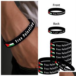 Identification Palestina Flag armbanden staan met Gaza Support Arabische Dom voor Palestijnen Sile Cuff polsbandjes drop levering juwelen dha1c