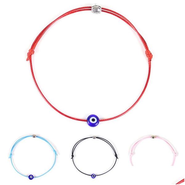 Identificación Hilo rojo Mal de ojo Pulseras de cordón de la suerte Joyería de bricolaje coreana Cadena de cuerda para mujer Pulsera ajustable Regalo Entrega de gota Dhtyb