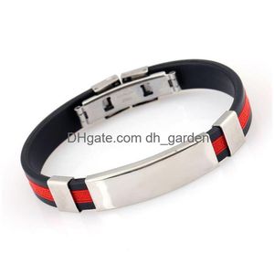 Identification Étiquette en acier inoxydable ID Boucle pliante Bracelet Simple Bracelets Sile Souple Bracelet Bracelet Manchette Femmes Hommes Mode Je Dhhuc