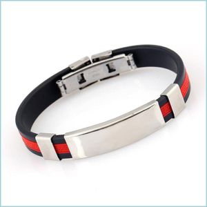 Identification en acier inoxydable étiquette ID de boucle pliante bracelet Simple Soft Sile Bracelets bracelet bracele