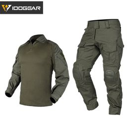 Idogear Hunting Molle Tactical G3 Combat Traje Camiseta Palas de rodilla Actualización Ver Camón Combate Uniforme Airsoft Militar MC/CP