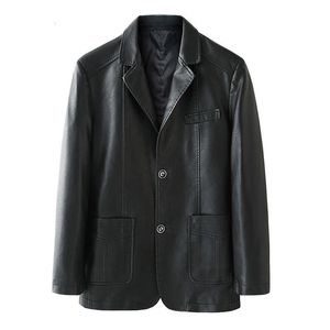 Idopy Automne à manches longues à manches pour hommes en cuir en cuir masculin 3 boutons Blazer Business Business Veste décontractée plus taille L-6XL 240202