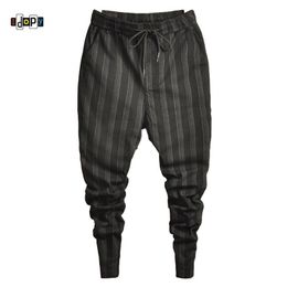 Idopy Fashion Mens Trend Stretchy Harem Jeans Trekkoord Comfortabel Gestreepte Comfortabele Broek Joggers voor Male 2111111