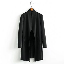 Idopy mode coréenne hommes Style Punk veste noire Hip Hop Long Cardigan gothique manteau sweats Cape Cape 240102