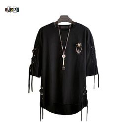Idopy Mode Coréenne Hommes Street Style Dentelle Punk Gothique Pull Designer Steampunk Hem Hip Hop Sweat Shirts Tees C1117