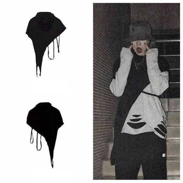 Idopy Men`s Cloak Fashion Korean Cape Street Style Tees Punk Gothic Hoodie Camisetas irregulares con capucha G1229