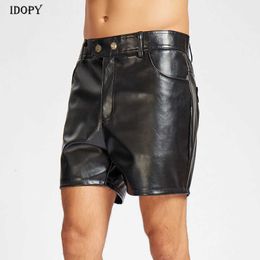 Idopy punk lederen korte broek mannelijke haarstylist nachtclub zomer pu podium prestatie hiphop mannen kleding shorts x0628