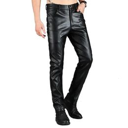 Idopy Winter Warm heren Herfst Echt Leer Joggers Biker Rijden Motorbroek Lamshuid Broek Voor Mannelijke 231226