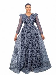 idr Plus Size Dameskleding Kant Doorzichtige Tule Lg Mouw Fit en Flare Maxi Princ Dr voor Feest Verjaardag Bruiloft Y53f #