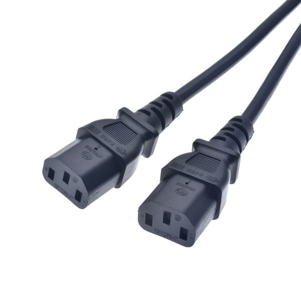 IEC 320 C14 Conplica masculina a 2XC13 Cable de alimentación divisor de tipo Y femenino, c14 a 2 vías cilindros de adaptador de alimentación C13, 60 cm, 100 cm, 200 cm, 250v/10a