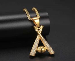 ied out Baseball bat pendentif colliers pour hommes de luxe designer hommes bling diamant joueur pendentifs en acier inoxydable hip hop bijoux 6373735