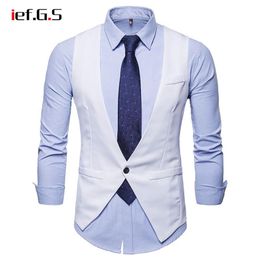 IEF G S Heren Casual Pak Vest Slim Fit Mouwloos Bruiloft Vintage Tweed Mode Gilet Vest Homme Plus Size Witte Tuxedo Vest238r