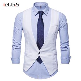 IEF G S Heren Casual Pak Vest Slim Fit Mouwloos Bruiloft Vintage Tweed Mode Gilet Vest Homme Plus Size Witte Tuxedo Vest286t