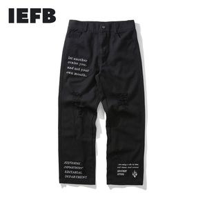 IEFB High Street Denim Pantalons Mode Harajuku Lettre Lettre Bâton de broderie Toile droite Tube Street Tube Jeans 9Y5583 210524